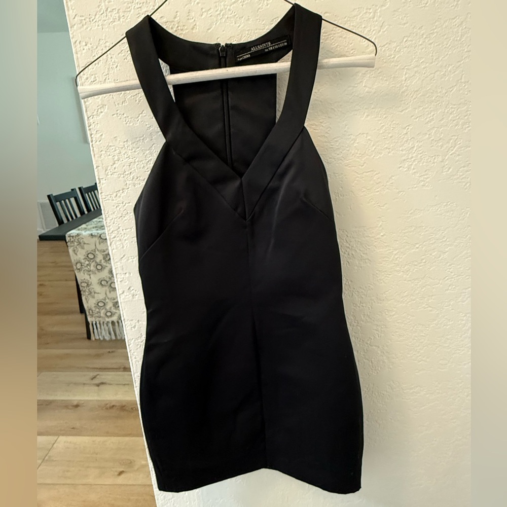 All Saints Black Halter Dress